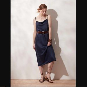 Banana Republic Cowl Neck Satin Slip Dress - Size Small - Caspian Blue